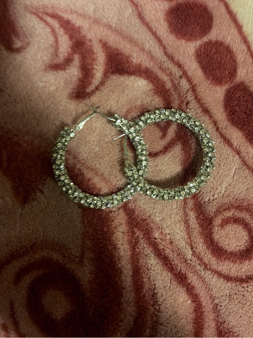 Sparkling Crystal Hoop Earrings in Silver